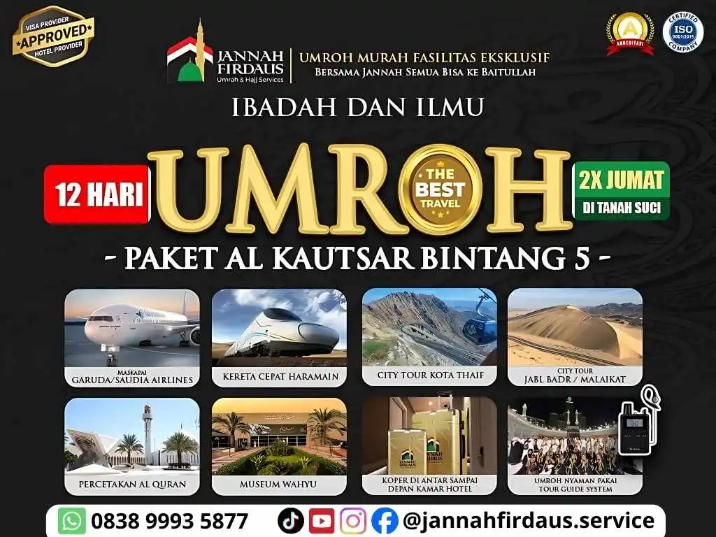Paket Umroh Bintang 5 Jannah Firdaus Travel - 12 Hari Program