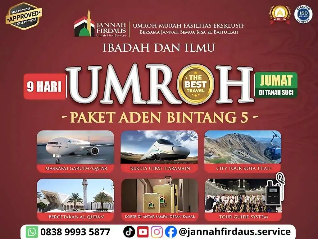 Paket Umroh Premium Hotel Bintang 5 Bersama Jannah Firdaus Travel