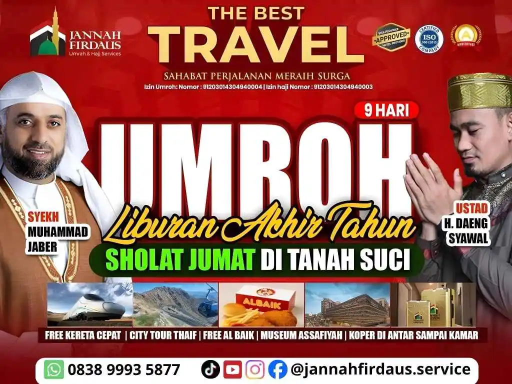 Paket Umroh akhir tahun di Jannah Firdaus Fasilitas Mewah